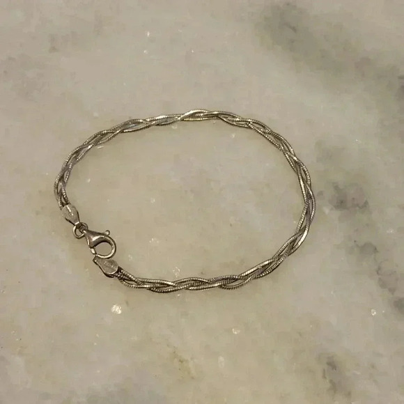 Bracelet Dyadema Italy Sterling Silver Braided Intertwined Snake - Picture 2 of 7
